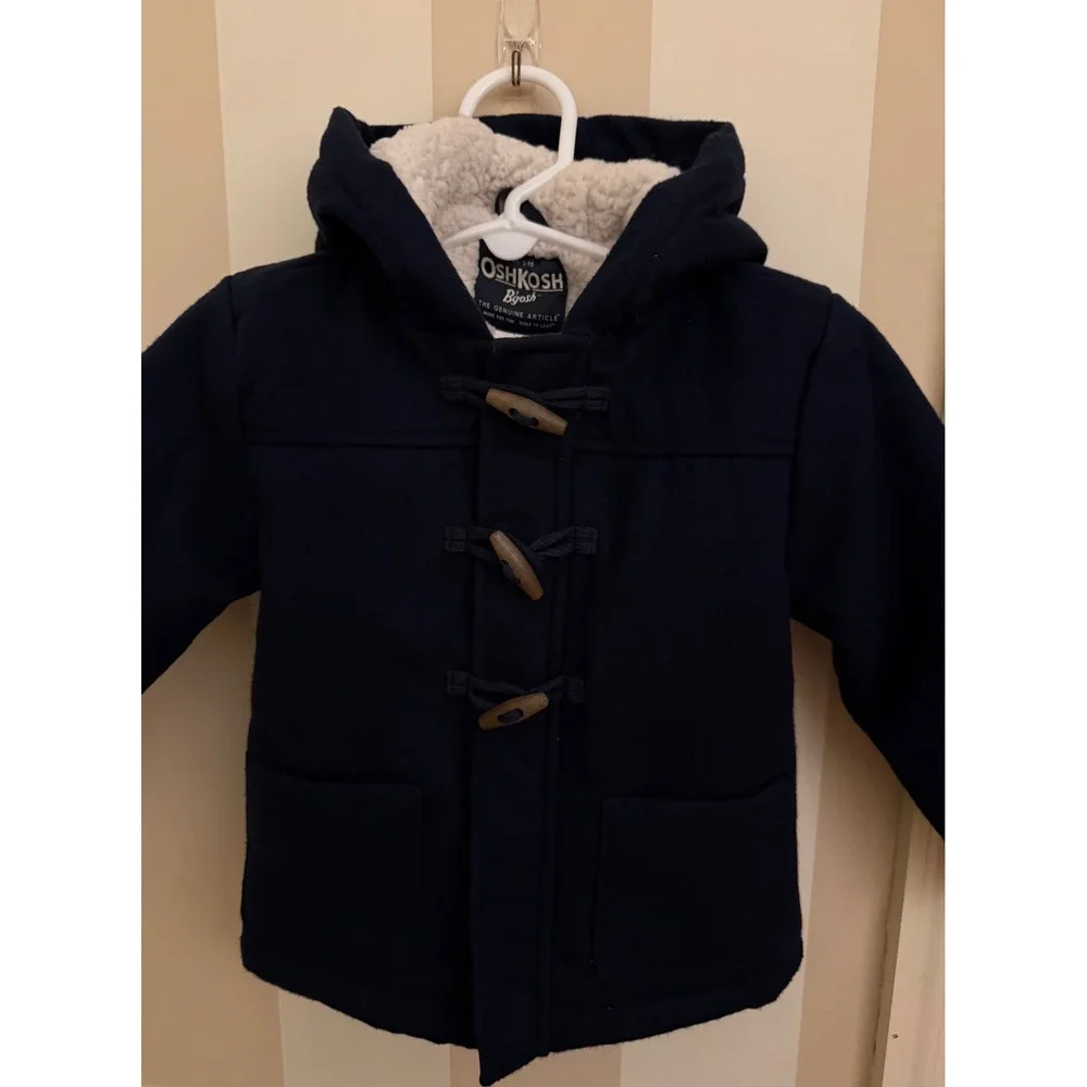 Oshkosh B'Gosh Toddler Duffle Winter Coat‎ 24m Navy Insulated Zip-Up w/ Hood